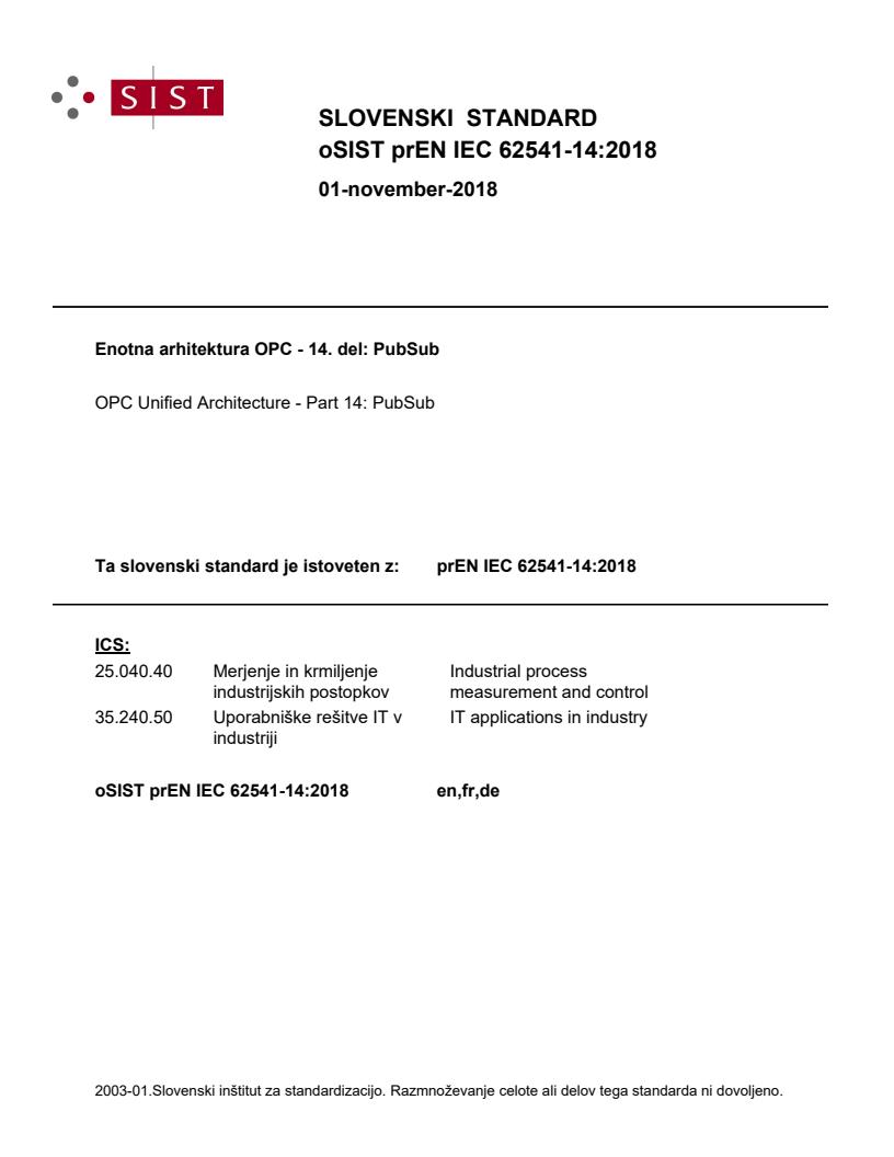 prEN IEC 62541-14:2018 - BARVE