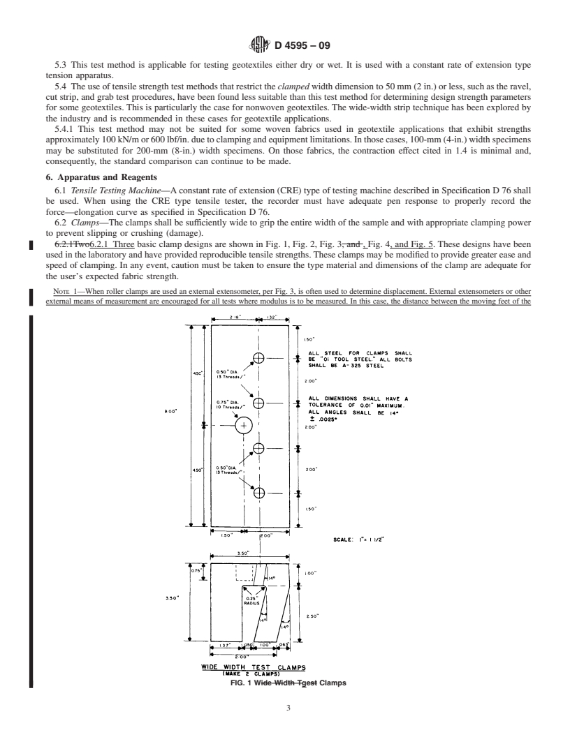 REDLINE ASTM D4595-09 - Standard Test Method for Tensile Properties of Geotextiles by the Wide-Width Strip Method