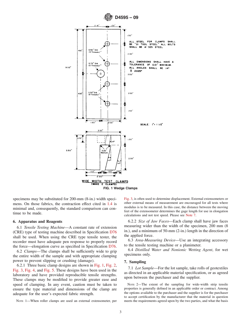 ASTM D4595-09 - Standard Test Method for Tensile Properties of Geotextiles by the Wide-Width Strip Method