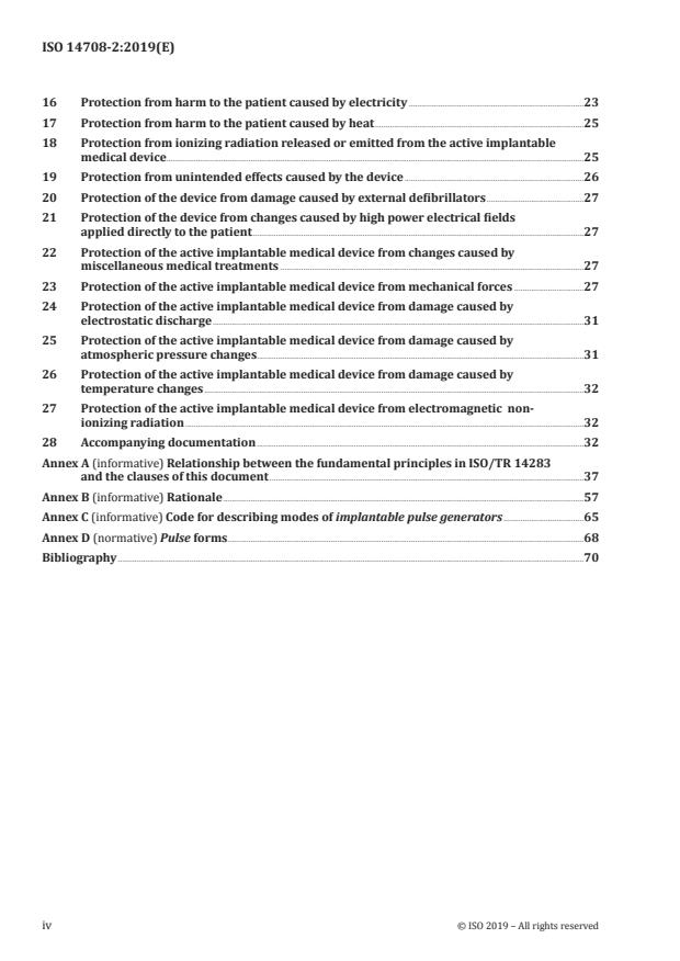 ISO 14708-2:2019 ISO 14708-2:2019 - Implants for surgery -- Active implantable medical devices - Page 4 preview
