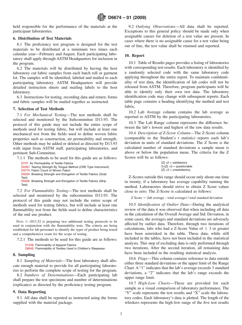 ASTM D6674-01(2009) - Standard Guide for Proficiency Test Program for Fabrics