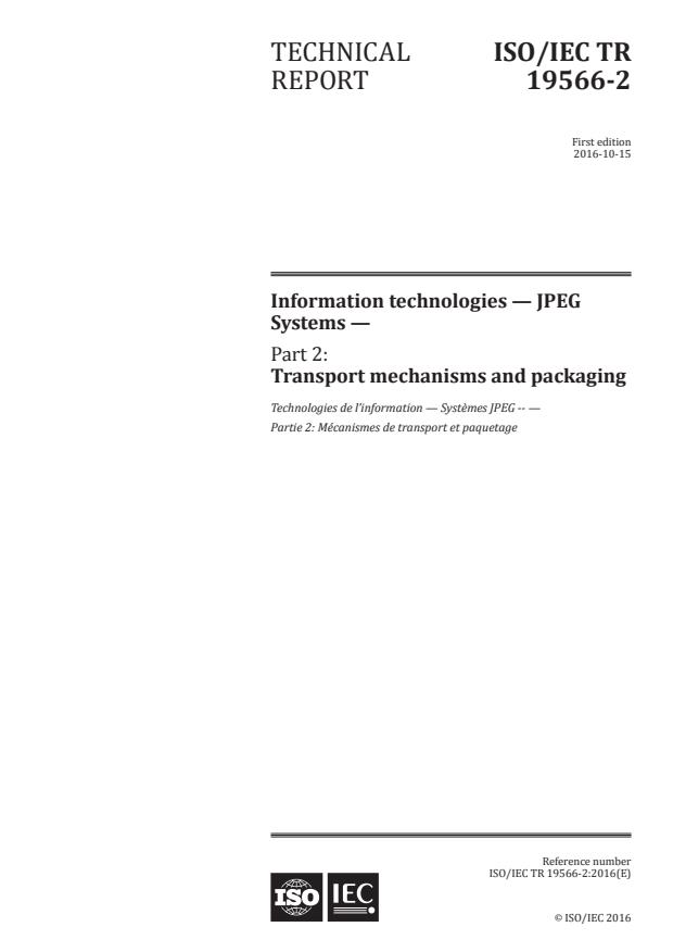 ISO/IEC TR 19566-2:2016 - Information technologies -- JPEG Systems