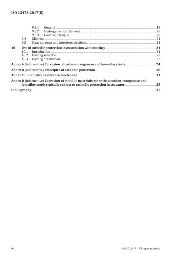 ISO 12473:2017 ISO 12473:2017 - General principles of cathodic protection in seawater - Page 4 preview