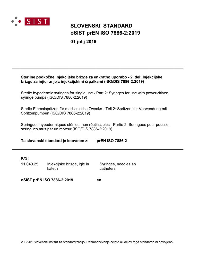 prEN ISO 7886-2:2019 - BARVE