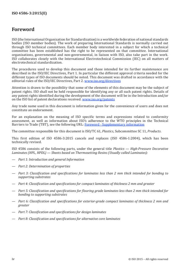 ISO 4586-3:2015 ISO 4586-3:2015 - High-pressure decorative laminates (HPL, HPDL) -- Sheets based on thermosetting resins (Usually called Laminates) - Page 4 preview