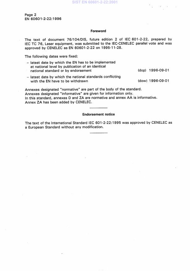 EN 60601-2-22:1996 EN 60601-2-22:2001 - Page 4 preview
