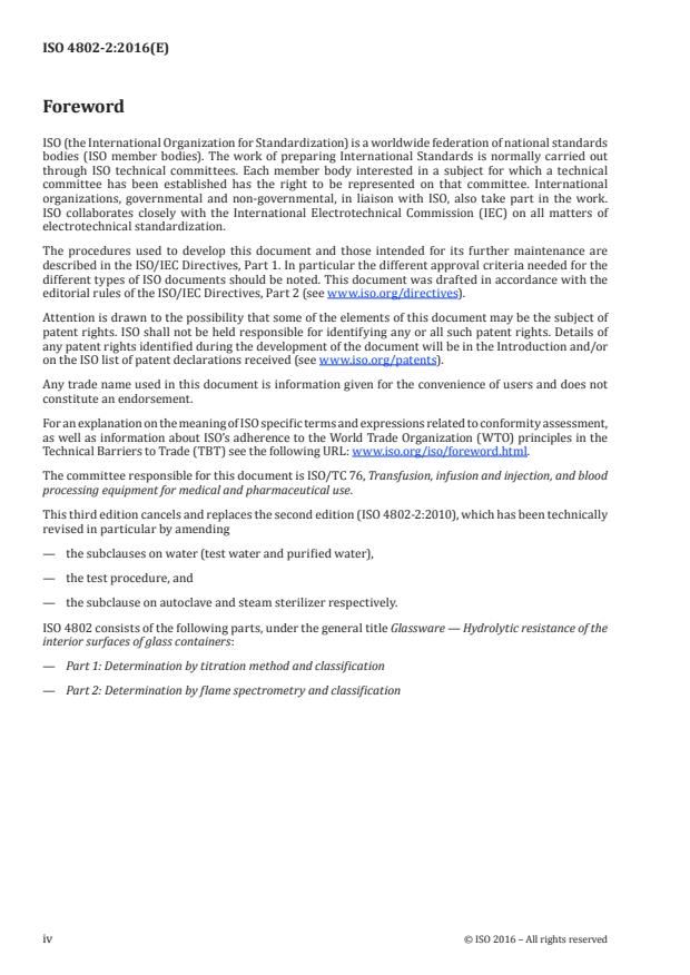 ISO 4802-2:2016 ISO 4802-2:2016 - Glassware -- Hydrolytic resistance of the interior surfaces of glass containers - Page 4 preview