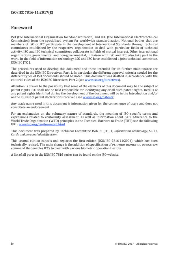 ISO/IEC 7816-11:2017 ISO/IEC 7816-11:2017 - Identification cards -- Integrated circuit cards - Page 4 preview