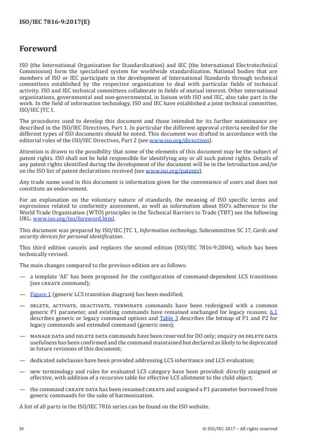 ISO/IEC 7816-9:2017 ISO/IEC 7816-9:2017 - Identification cards -- Integrated circuit cards - Page 4 preview
