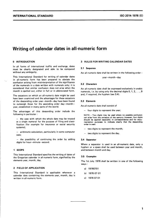 ISO 2014:1976 - Writing of calendar dates in all-numeric form