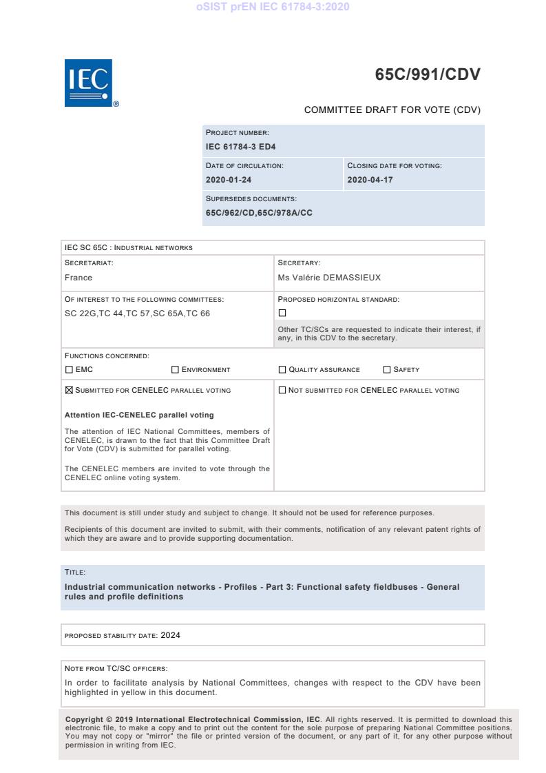 prEN IEC 61784-3:2020 - BARVE