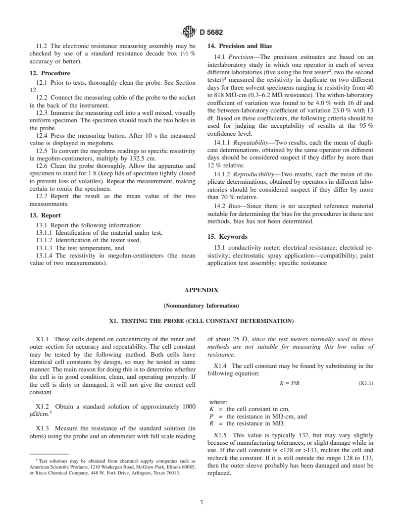 ASTM D5682-95(2002) - Standard Test Methods for Electrical Resistivity of Liquid Paint and Related Materials