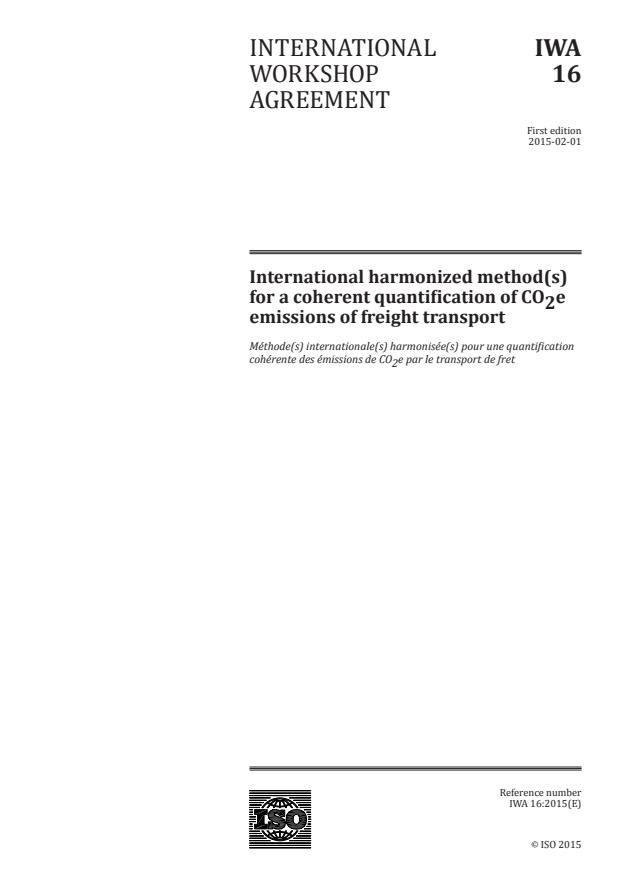 IWA 16:2015 - International harmonized method(s) for a coherent quantification of CO2e emissions of freight transport
