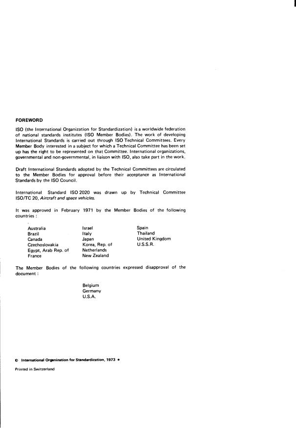 ISO 2020:1973 ISO 2020:1973 - Flexible steel wire rope for aircraft controls -- Technical specification - Page 2 preview