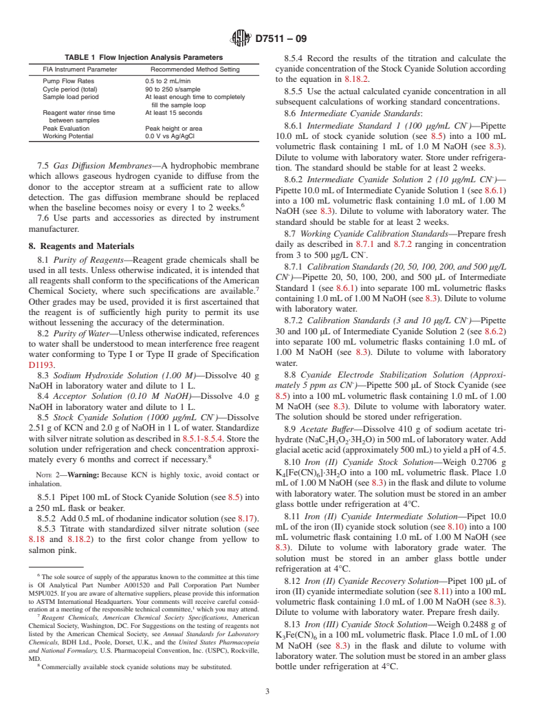 ASTM D7511-09 - Standard Test Method for Total Cyanide by Segmented Flow Injection Analysis, In-Line Ultraviolet Digestion and Amperometric Detection