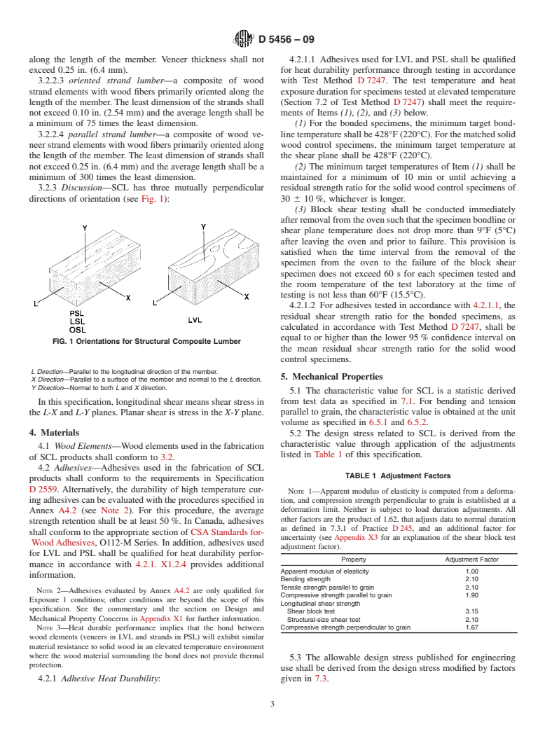 ASTM D5456-09 - Standard Specification for Evaluation of Structural Composite Lumber Products