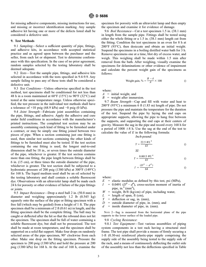 ASTM D5686-95 - Standard Specification for "Fiberglass" (Glass-Fiber-Reinforced Thermosetting-Resin) Pipe and Pipe Fittings, Adhesive Bonded Joint Type Epoxy Resin, for Condensate Return Lines (Withdrawn 2002)