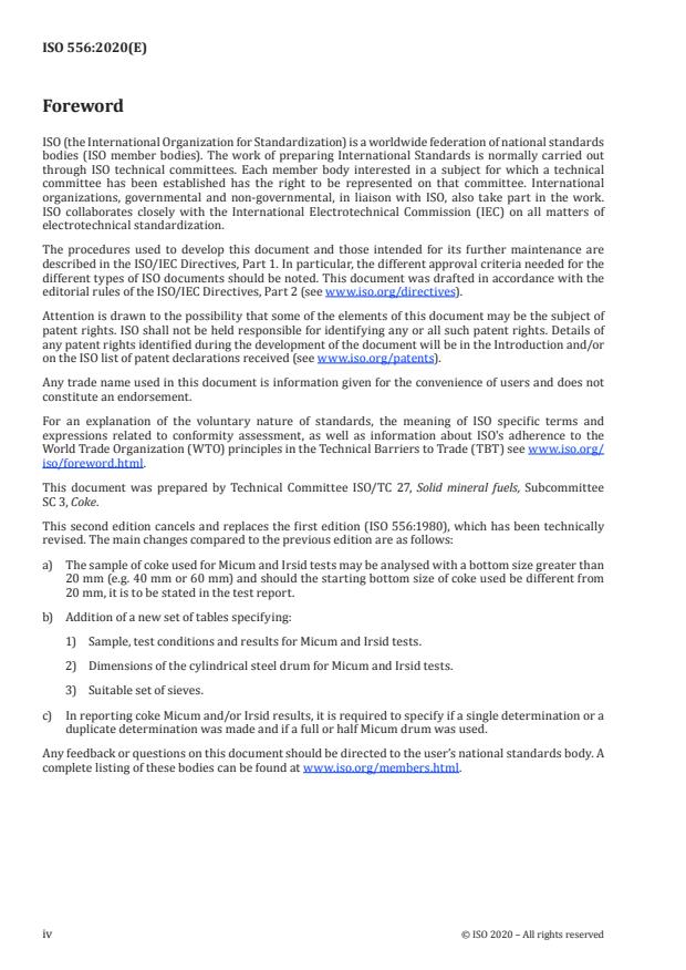 ISO 556:2020 ISO 556:2020 - Coke (greater than 20 mm in size) -- Determination of mechanical strength - Page 4 preview