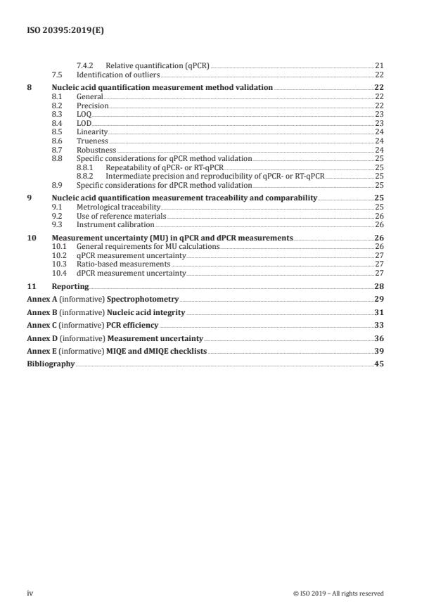 ISO 20395:2019 ISO 20395:2019 - Biotechnology -- Requirements for evaluating the performance of quantification methods for nucleic acid target sequences -- qPCR and dPCR - Page 4 preview