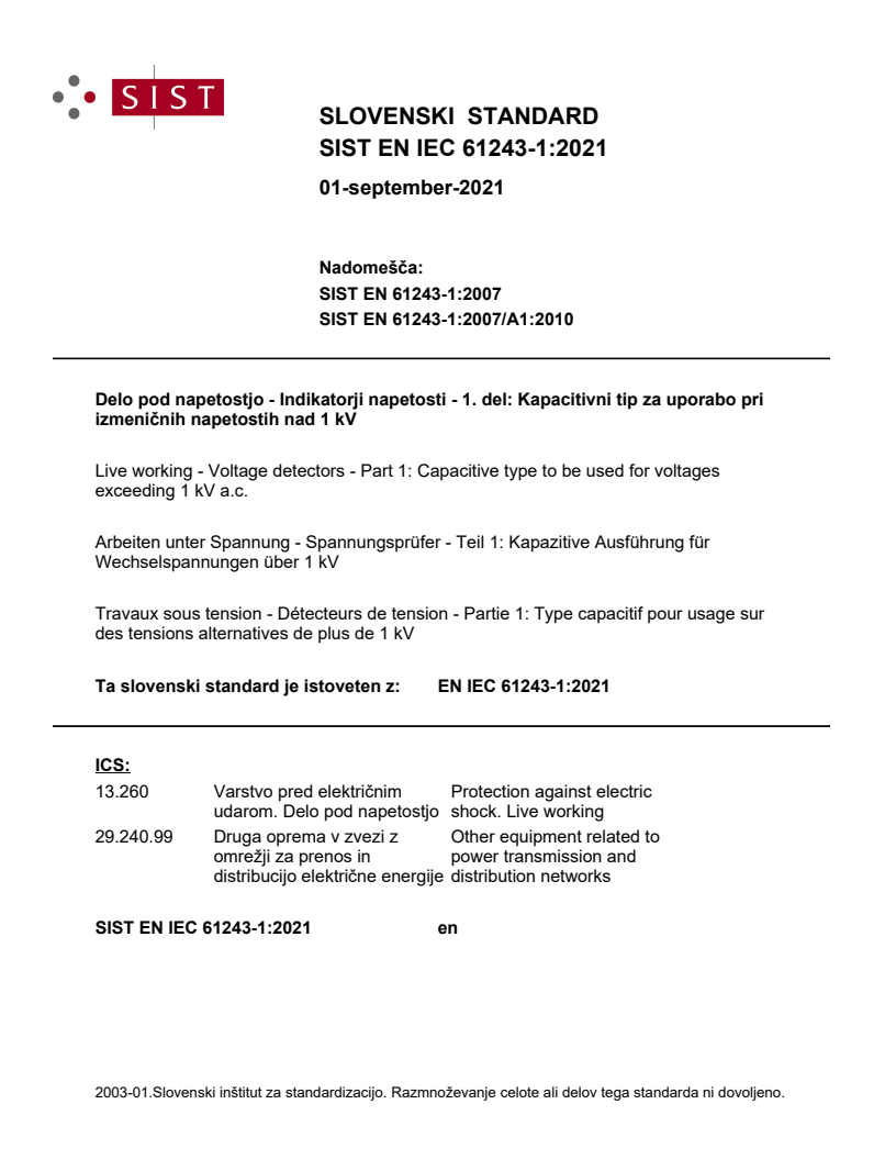 EN IEC 61243-1:2021 - BARVE