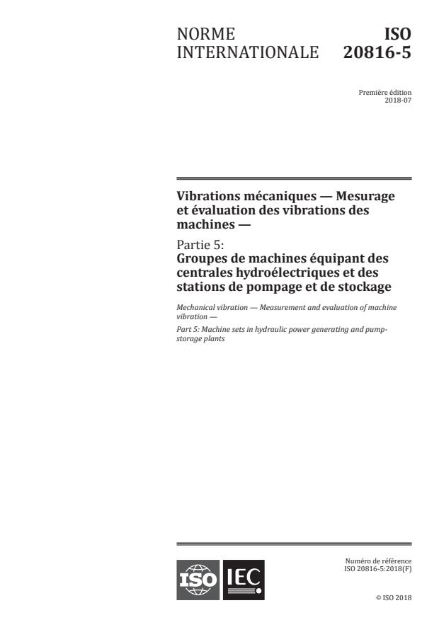 ISO 20816-5:2018 - Vibrations mécaniques -- Mesurage et évaluation des vibrations des machines