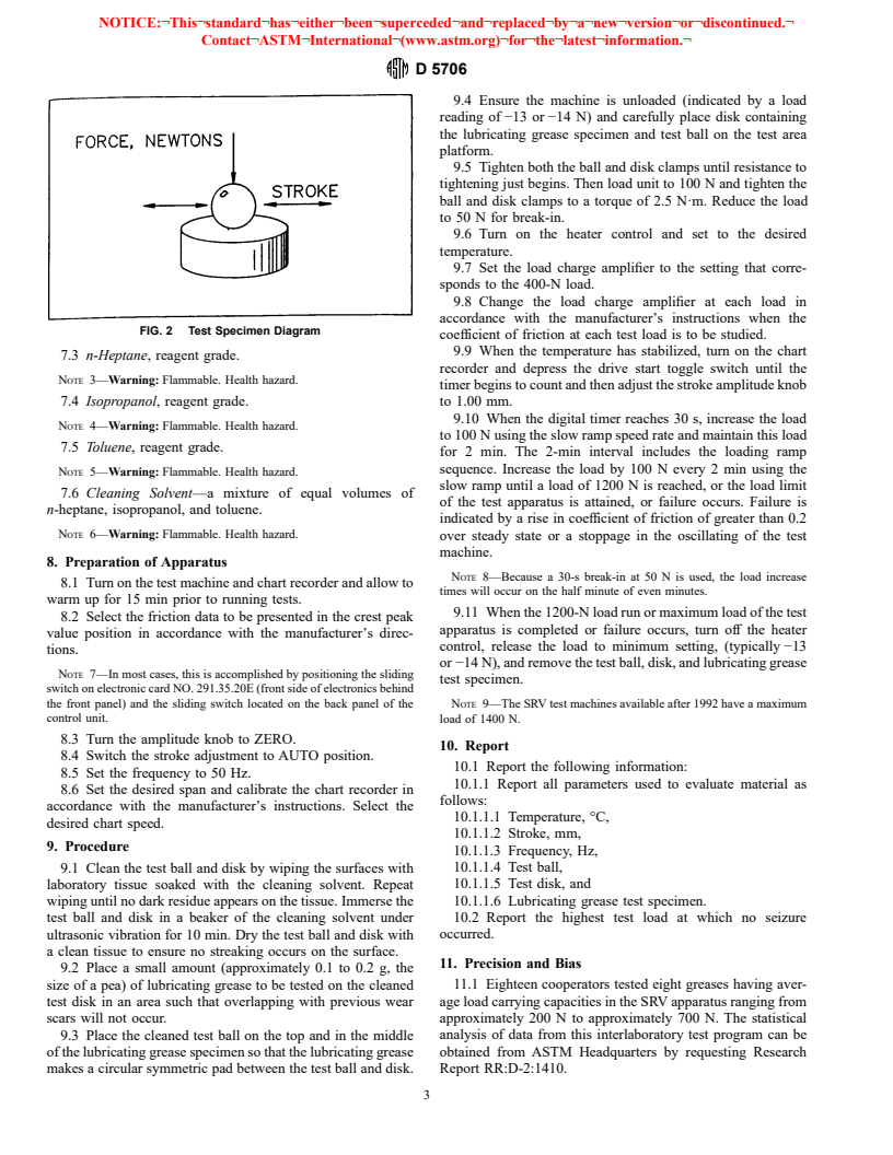 ASTM D5706-97 - Standard Test Method for Determining Extreme Pressure Properties of Lubricating Greases Using A High-Frequency, Linear-Oscillation (SRV) Test Machine