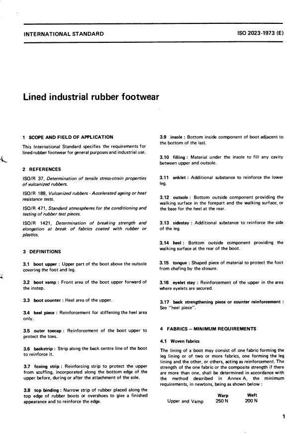 ISO 2023:1973 - Lined industrial rubber footwear