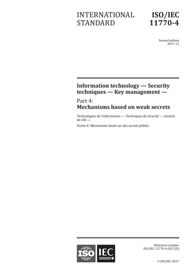 ISO/IEC 11770-4:2017 - Information technology -- Security techniques -- Key management
