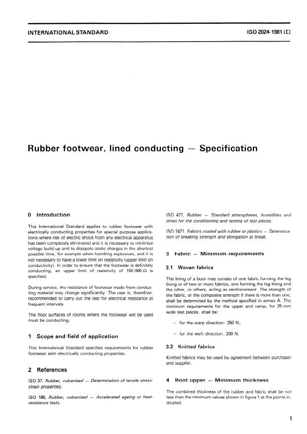 ISO 20241981 Rubber footwear, lined conducting — Specification