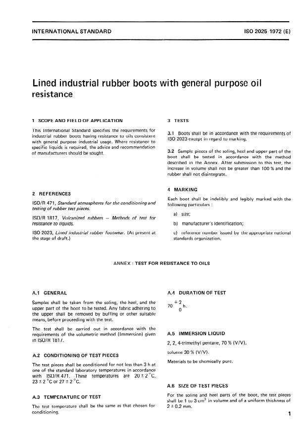 ISO 2025:1972 - Lined industrial rubber boots with general purpose oil resistance