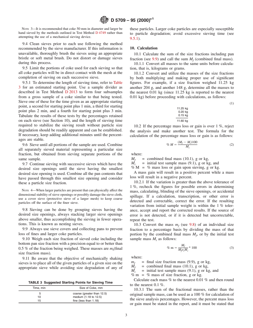 ASTM D5709-95(2000)e1 - Standard Test Method for Sieve Analysis of Petroleum Coke