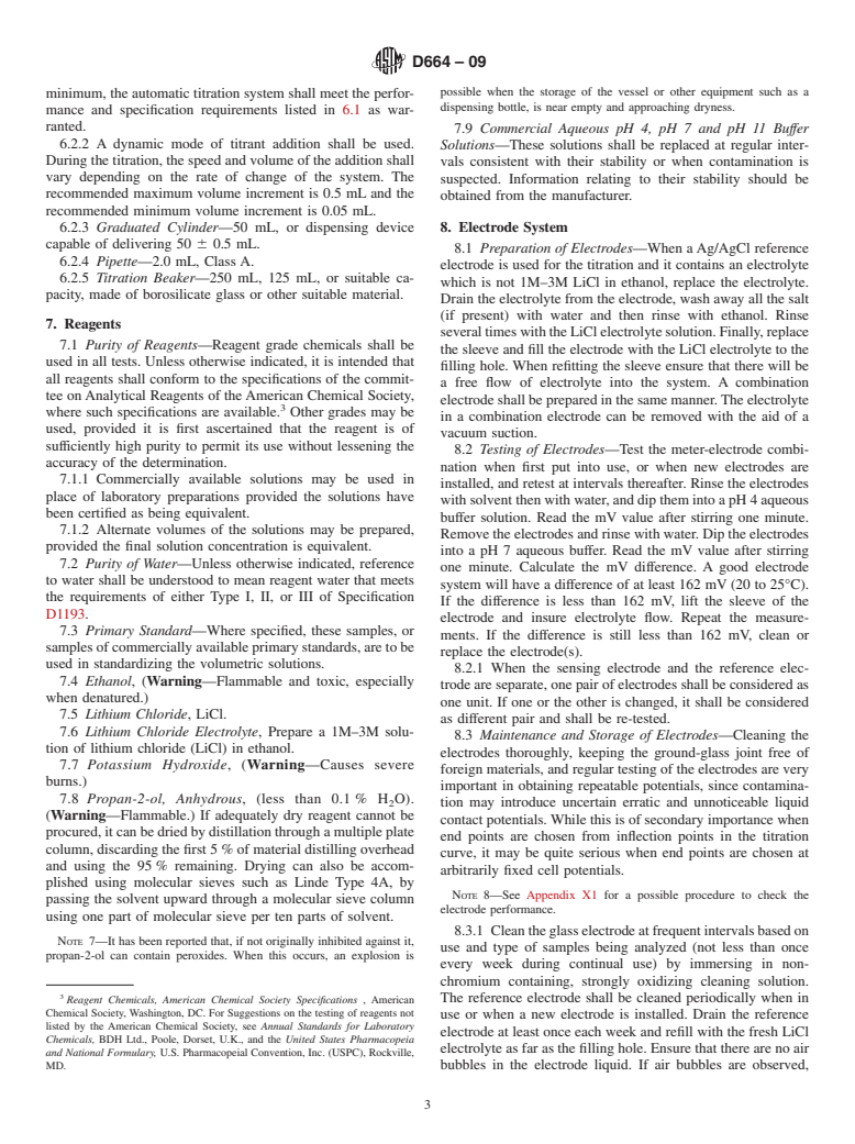 ASTM D664-09 - Standard Test Method for Acid Number of Petroleum Products by Potentiometric Titration