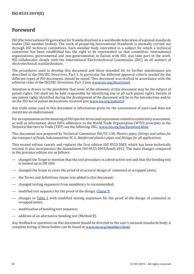 ISO 8533:2019 ISO 8533:2019 - Glass-reinforced thermosetting plastics (GRP) pipes and fittings -- Test methods to prove the design of cemented or wrapped joints - Page 4 preview