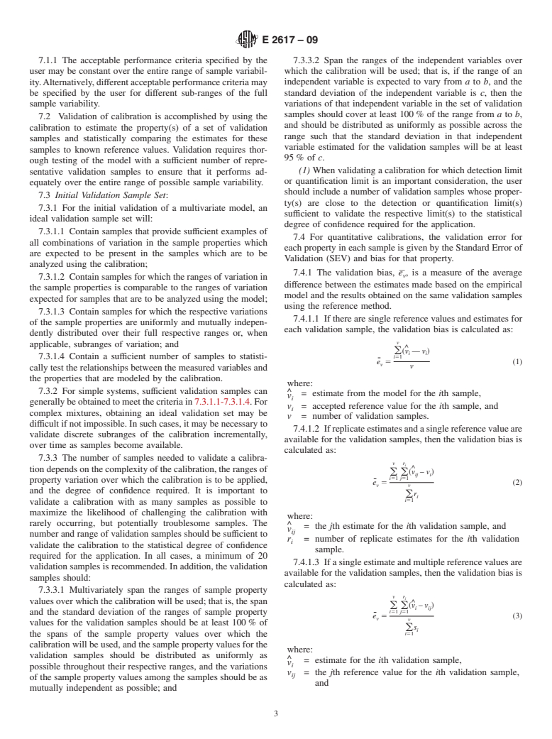 ASTM E2617-09 - Standard Practice for Validation of Empirically Derived Multivariate Calibrations