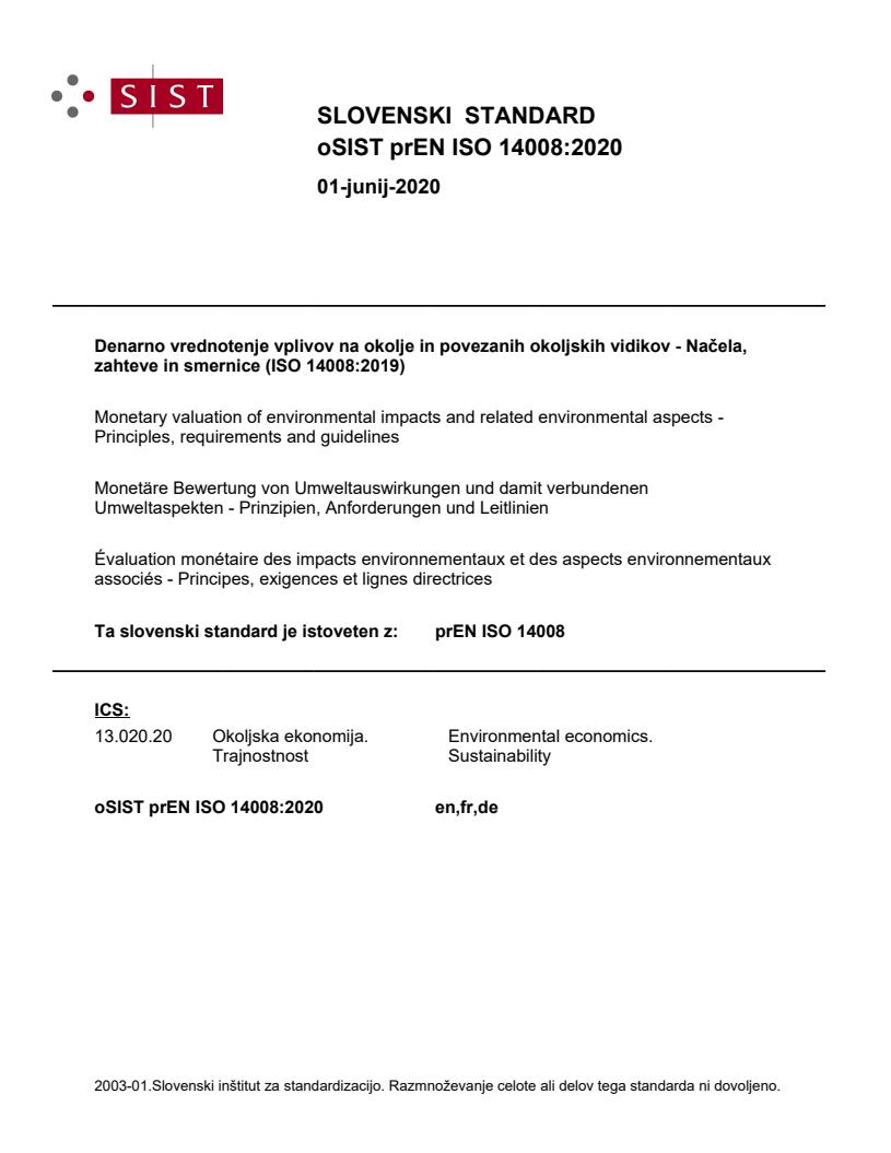 prEN ISO 14008:2020 - BARVE