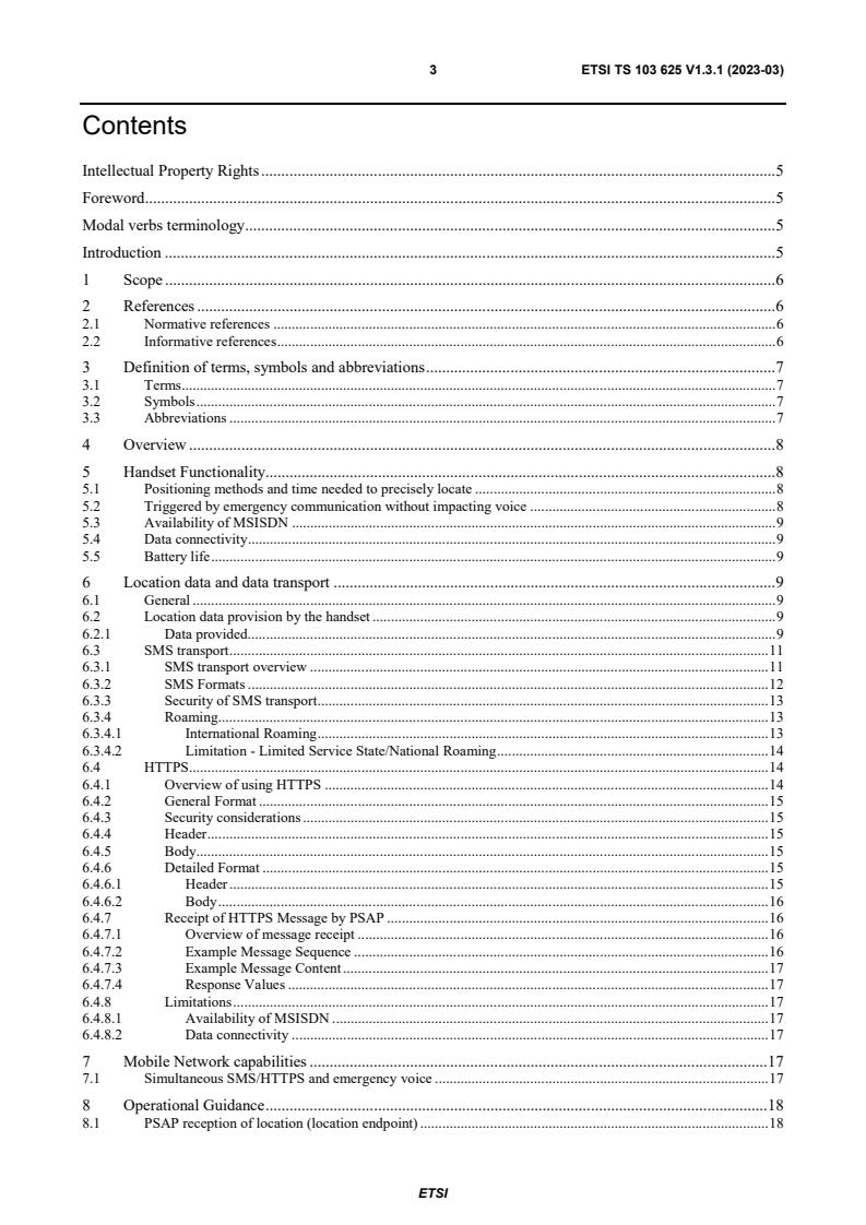 ETSI TS 103 625 V1.3.1 (2023-03) ETSI TS 103 625 V1.3.1 (2023-03) - Emergency Communications (EMTEL); Transporting Handset Location to PSAPs for Emergency Communications - Advanced Mobile Location