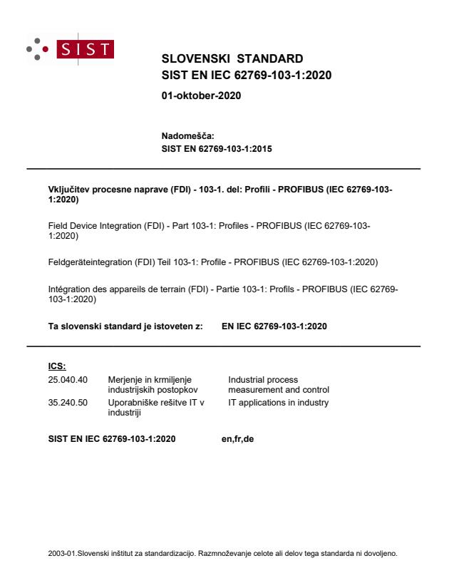 EN IEC 62769-103-1:2020 - BARVE