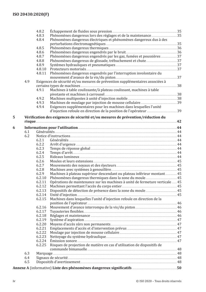 ISO 20430:2020 ISO 20430:2020 - Machines pour les matieres plastiques et le caoutchouc -- Machines de moulage par injection -- Prescription de sécurité - Page 4 preview