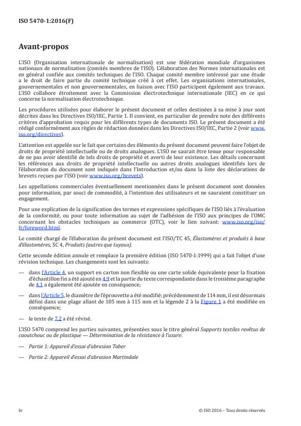 ISO 5470-1:2016 ISO 5470-1:2016 - Supports textiles revetus de caoutchouc ou de plastique -- Détermination de la résistance a l'usure - Page 4 preview