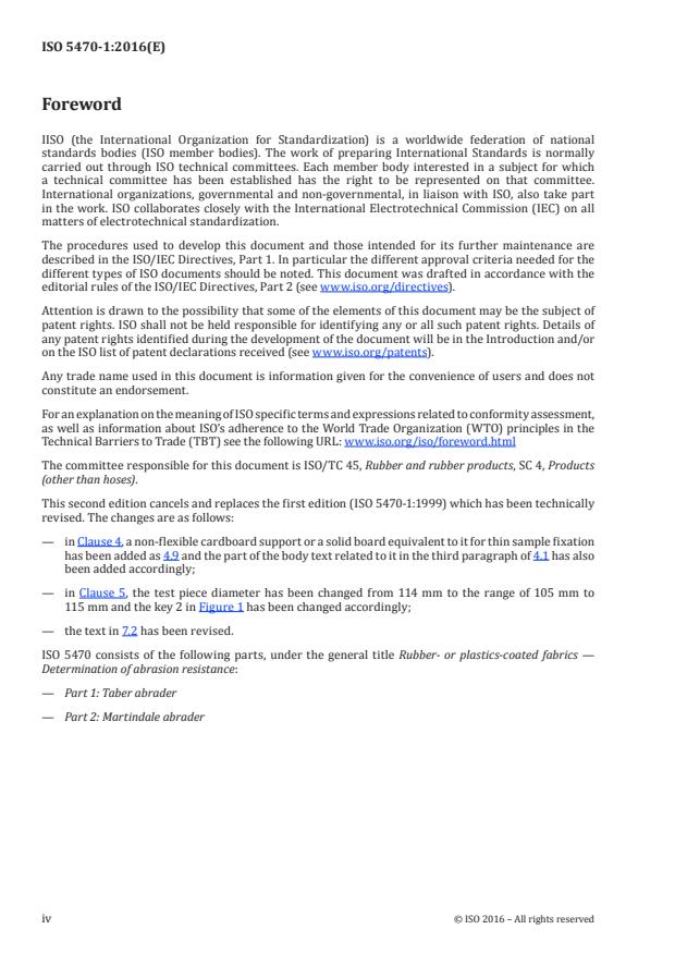 ISO 5470-1:2016 ISO 5470-1:2016 - Rubber- or plastics-coated fabrics -- Determination of abrasion resistance - Page 4 preview