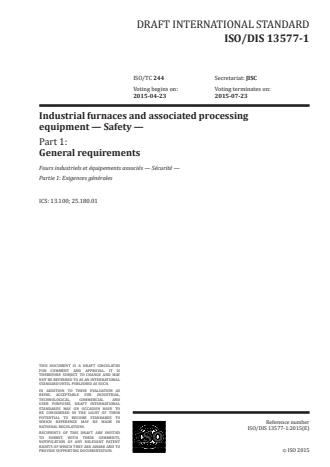 ISO 13577-1:2016 - Industrial furnaces and associated processing equipment -- Safety