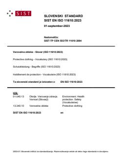 EN ISO 11610:2023 - BARVE - Page 1 preview