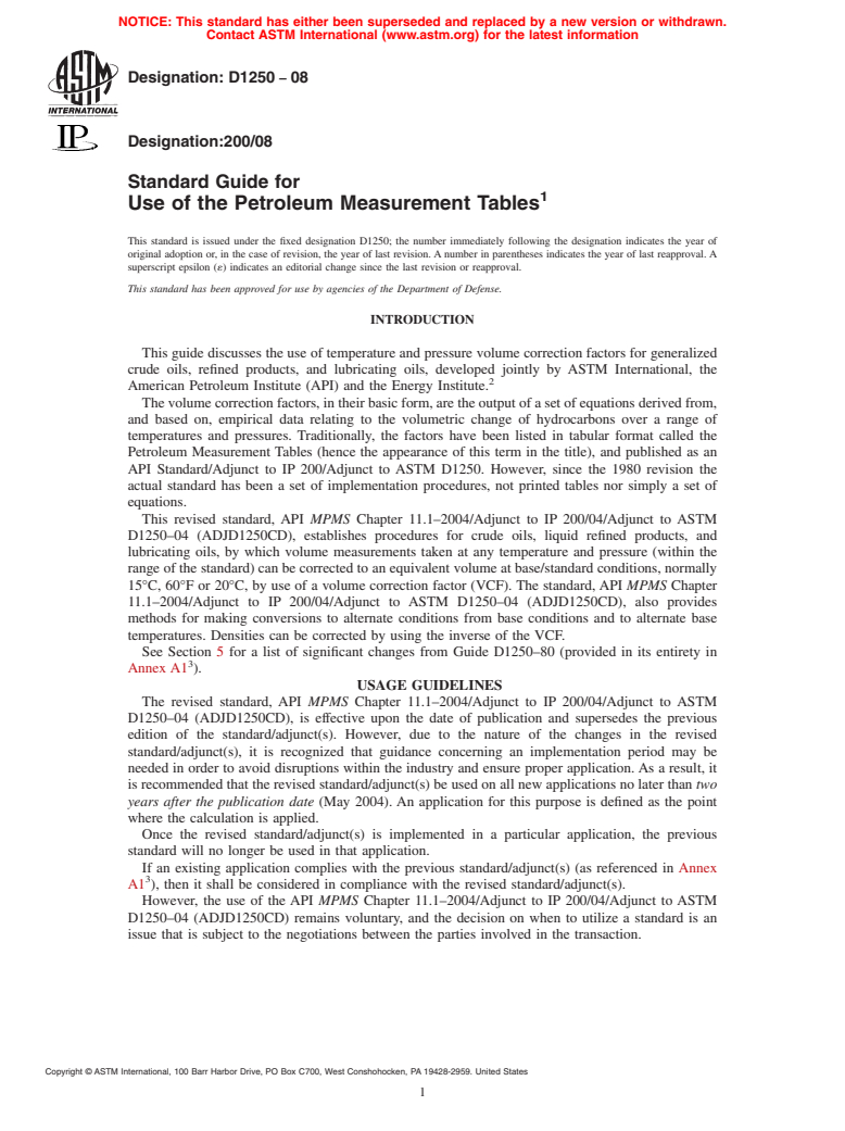 ASTM D1250-08 - Standard Guide for Use of the Petroleum Measurement Tables