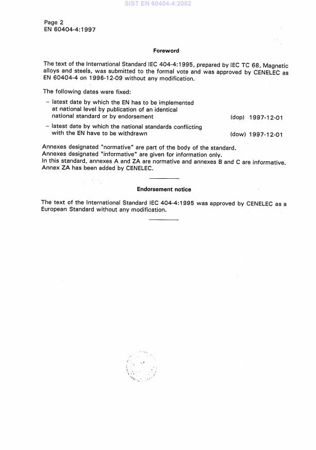 EN 60404-4:1997 EN 60404-4:2002 - Page 4 preview
