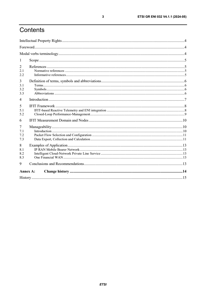ETSI GR ENI 032 V4.1.1 (2024-05) - Experiential Networked Intelligence (ENI); In-situ Flow Information Telemetry (IFIT) Deployment Scenarios