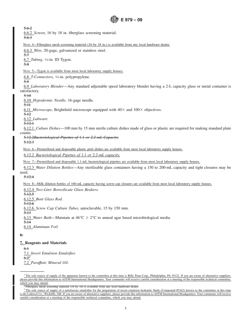 REDLINE ASTM E979-09 - Standard Test Method for Evaluation of Antimicrobial Agents as Preservatives for Invert Emulsion and Other Water Containing Hydraulic Fluids