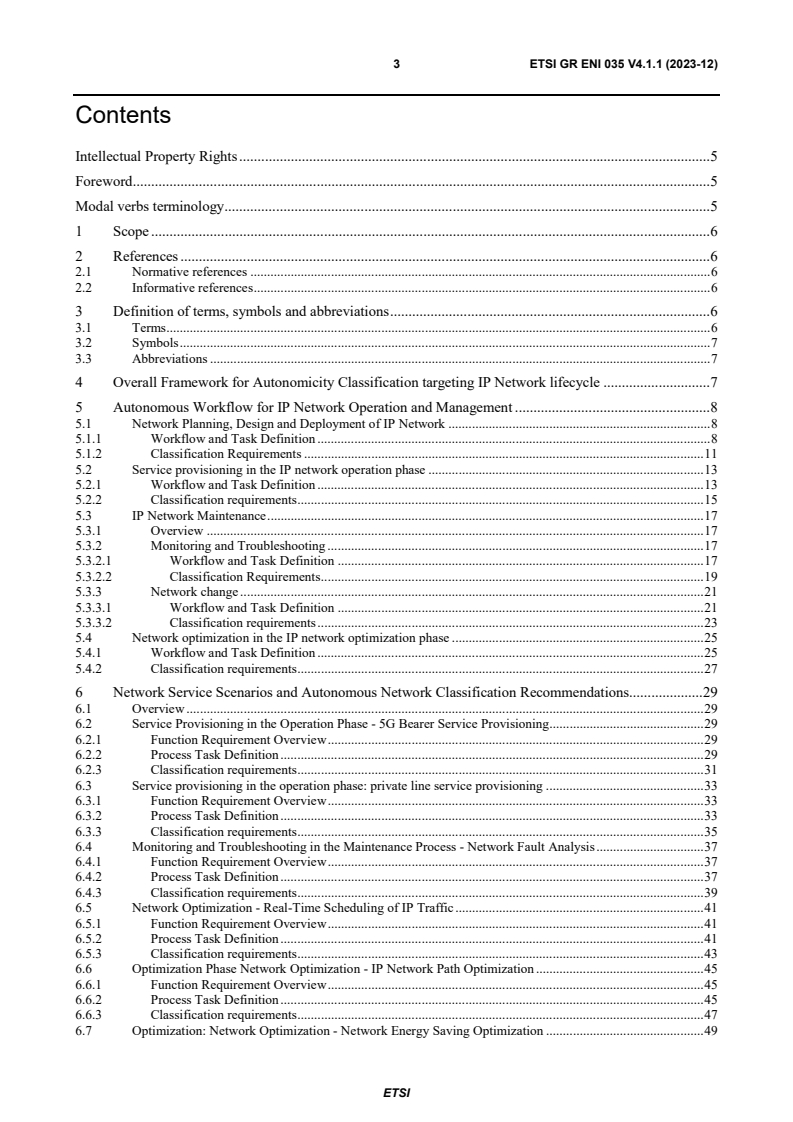 ETSI GR ENI 035 V4.1.1 (2023-12) - Experiential Networked Intelligence (ENI); Definition of IP networks autonomicity level