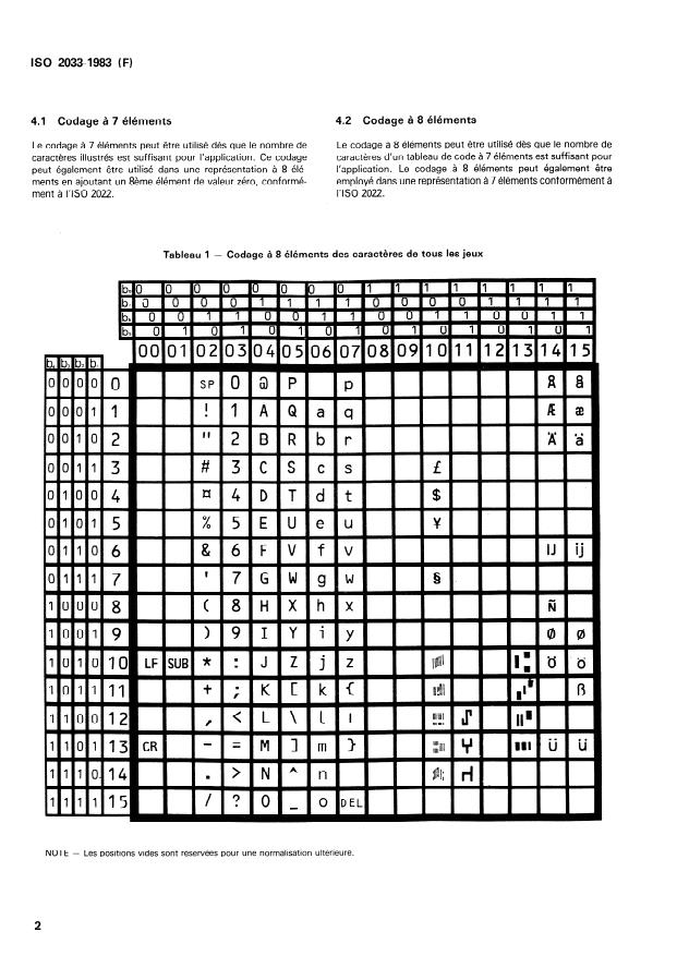 ISO 2033:1983 ISO 2033:1983 - Traitement de l'information -- Codage des jeux de caracteres pour reconnaissance automatisée (MICR et ROC) - Page 4 preview