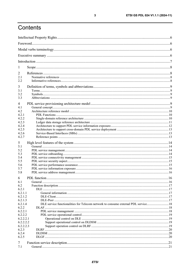 ETSI GS PDL 024 V1.1.1 (2024-11) - Permissioned Distributed Ledgers (PDL); Architecture enhancements for PDL service provisioning in telecom networks