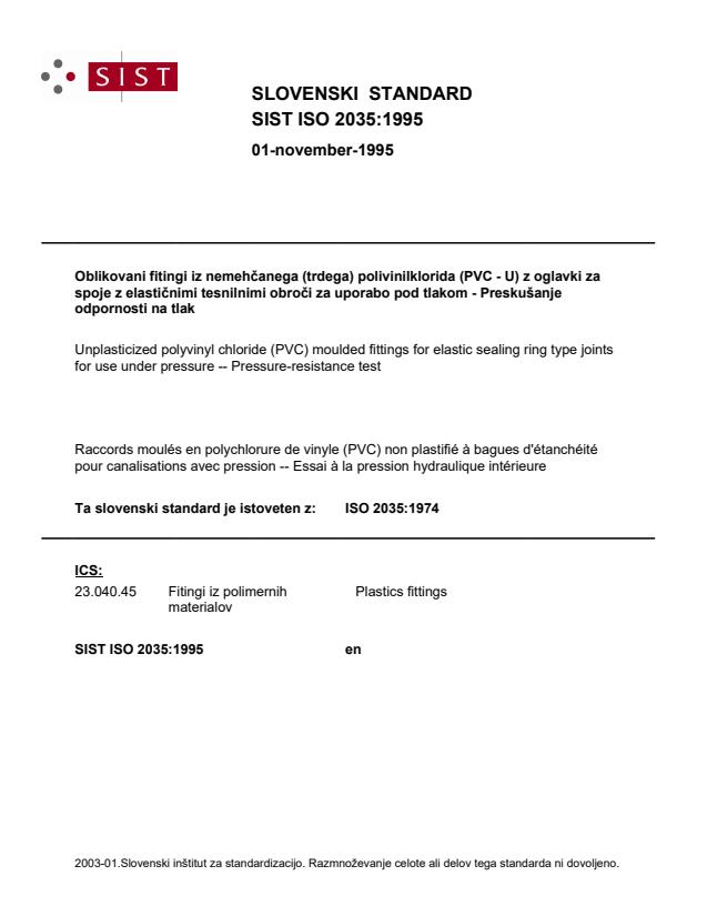ISO 2035:1974 - Unplasticized polyvinyl chloride (PVC) moulded